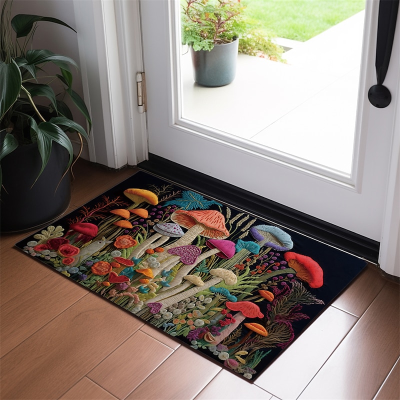 Fantasy Mushroom Doormat Floor Mats Washable Rugs Kitchen Mat Quilting Art Non-Slip Oil Proof Rug Indoor Outdoor Mat Bedroom Decor Bathroom Mat Entrance Rug2
