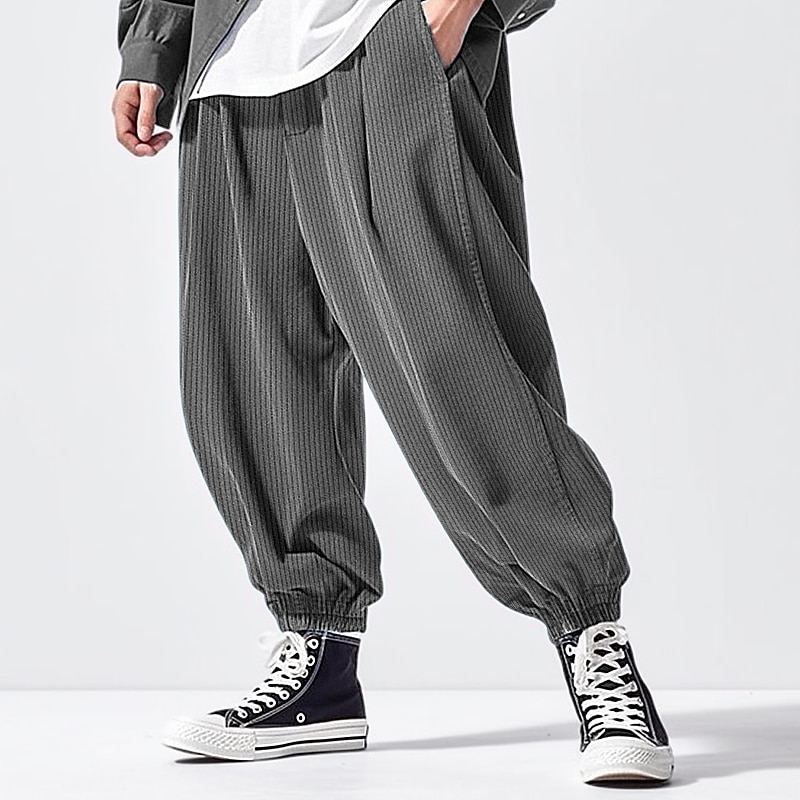 Men's Dress Pants Corduroy Pants Trousers Suit Pants Front Pocket Elastic Cuff Plain Comfort Business Daily Holiday Fashion Chic & Modern Black Brown2