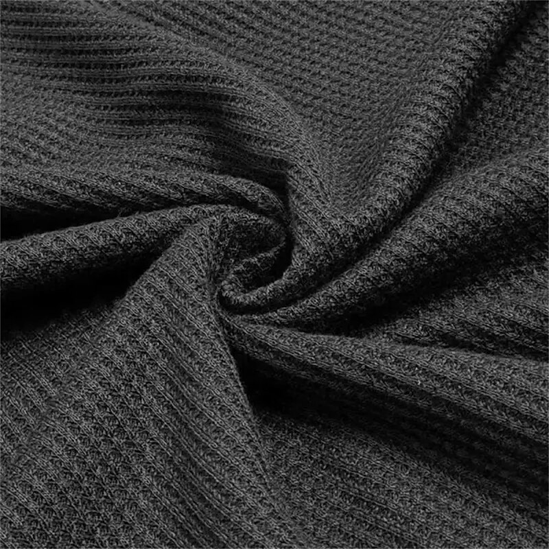 Men's Waffle Tee T Shirt Waffle Knit Tee Tee Top Long Sleeve Quarter Zip Spring &  Fall Plain Raglan Sleeve Fashion Designer Basic Patchwork Vacation Street Going out Black Top Tee for Men2