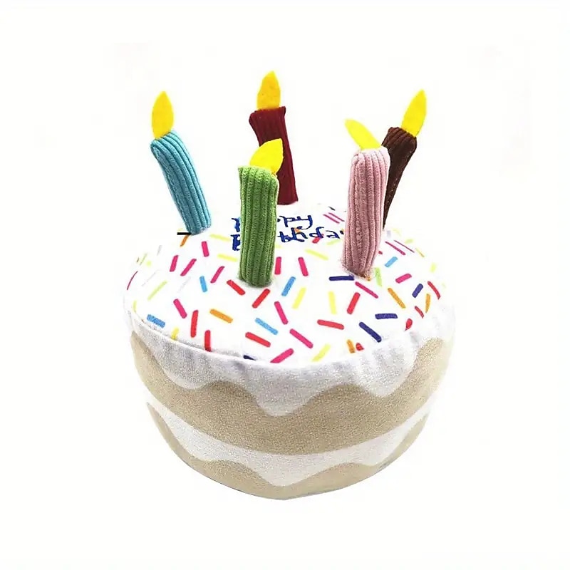 1pc Interactive Pet Birthday Cake Toy with Chew and SqueakFeatures for Fun Training and Teeth Cleaning2