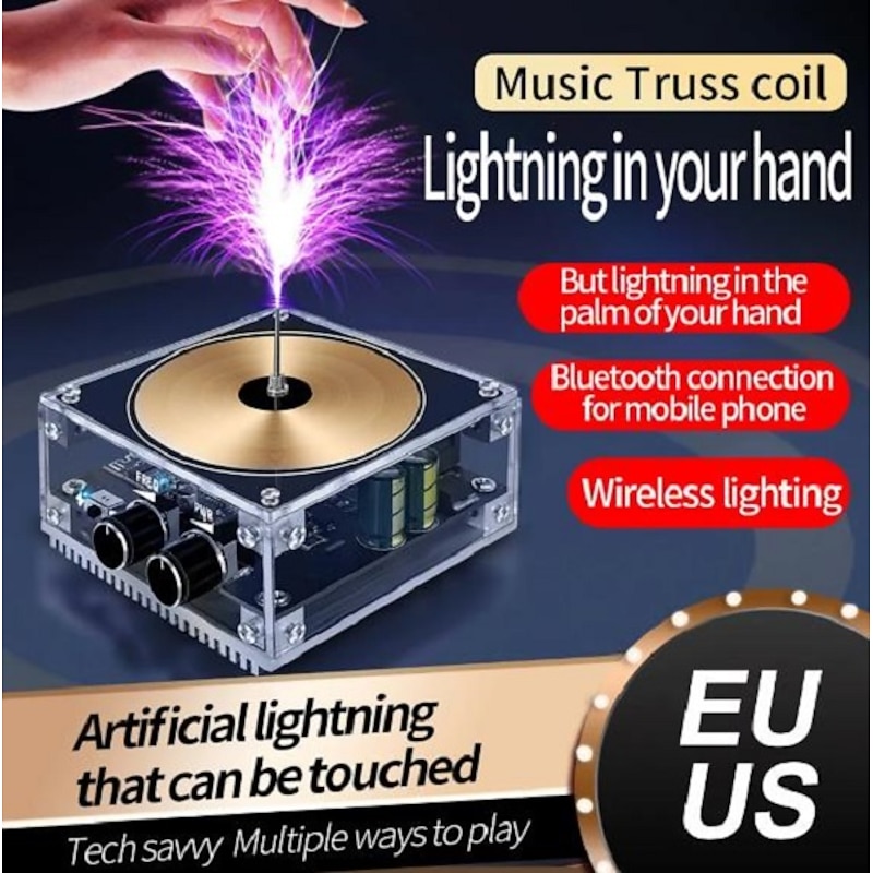 Bluetooth Music for Tesla Coil Loudspeaker Wireless Transmission Experiment Desktop Toy Model Valentine's Day Surprise for Her/Him for Christmas Gifts