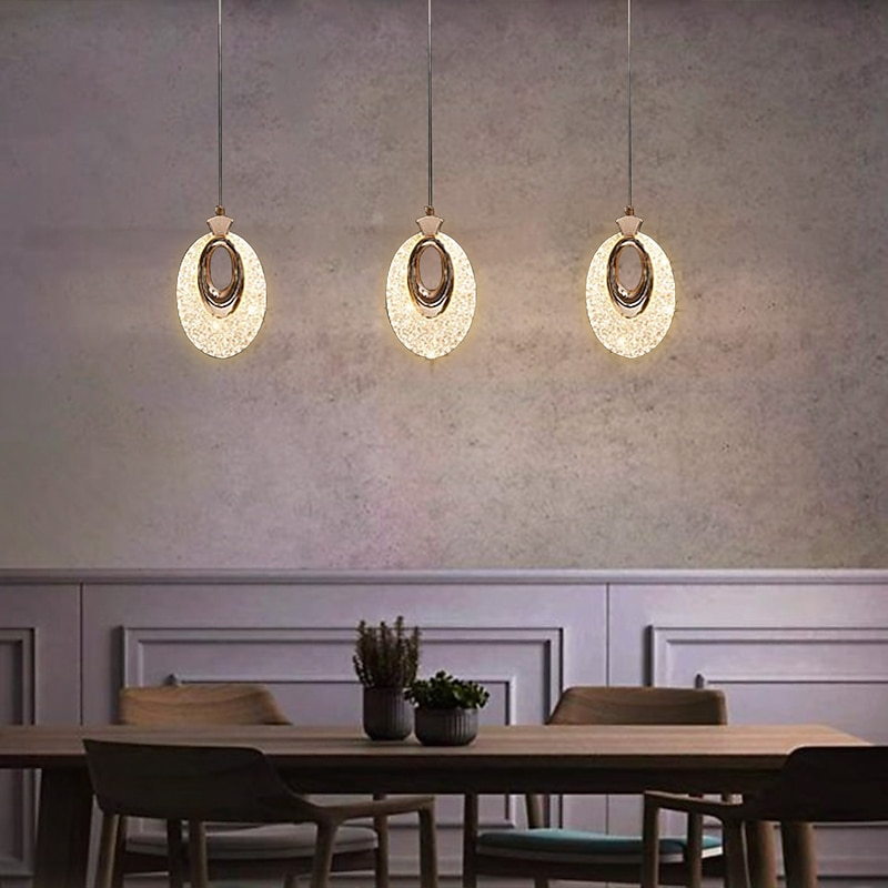 LED Pendant Light Crystal Modern Kitchen Island Light Fixture,Adjustable Pendant Lighting for Kitchen Island, Led Chandelier for Dining Room,Bedroom,Mini Pendant Spot Lights (1-Pack)2