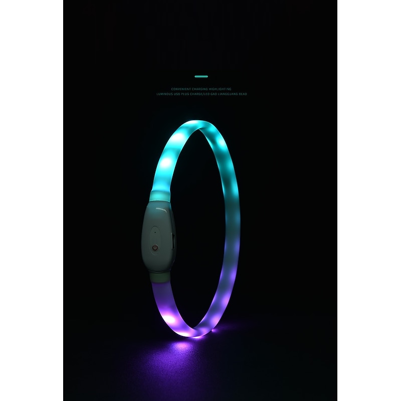 Rodents Dog Rabbits Reflective Band Light Up Collar Anti Lost Tracker Collar Reflective Adjustable Portable Rechargeable Safety Life Outdoor Hunting Running Solid Colored Husky Labrador Alaskan2