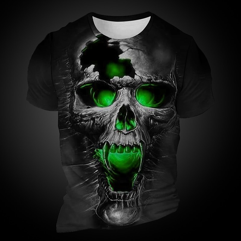 Men's Graphic Skulls T Shirt Short Sleeve T shirt 3D Print Crew Neck Shirt Daily Designer Retro Vintage Sports Outdoor Holiday Going out Yellow Purple Orange Spring & Summer Clothing Apparel S M L XL
