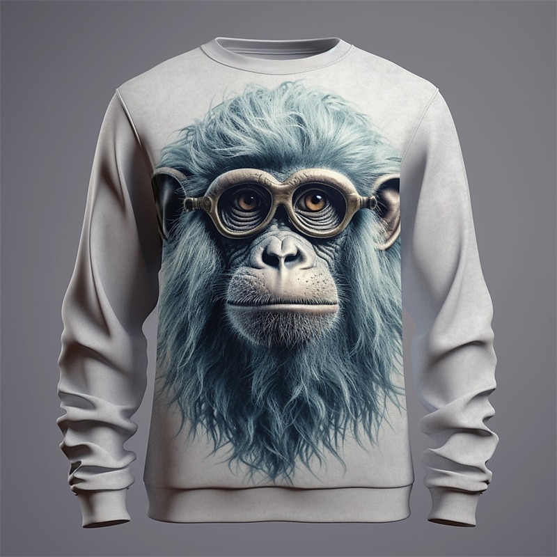 Men's Graphic Orangutan Sweatshirts Golf Pullover Sweatshirt Long Sleeve Sweatshirt Crew Neck Fashion Daily Casual 3D Print Vacation Holiday Going out Print Spring &  Fall4