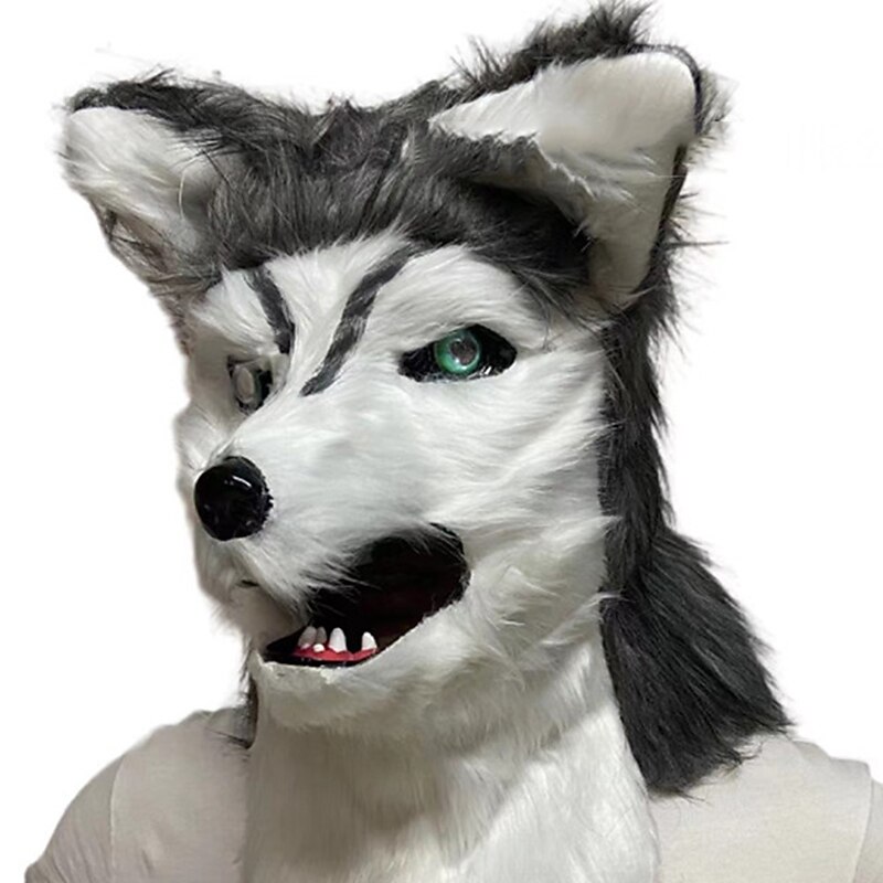 Carnival  Animal Fox Hair Mask Mouth Can Be Opened Bar Tiktok Halloween TablePerformance Props3