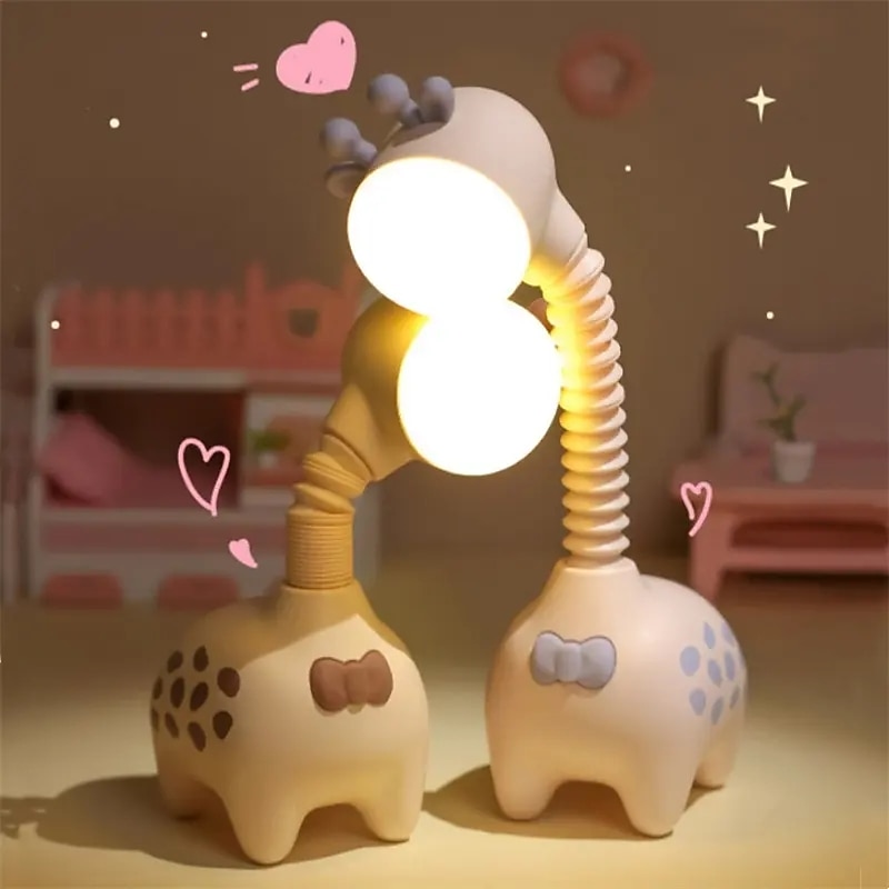Popular Style Kids Animal Night Light Cute Giraffe Rechargeable Reading Lamp with Movable Head Children Small Gift Giraffe Night Light Dormitory Bedhead LED Sleeping Light Retractable Fun Table Lamp