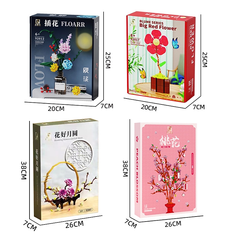 Build Your Own Exquisite Peach Blossoms Bouquet Home Decoration - Puzzle Building Blocks for Kids 84