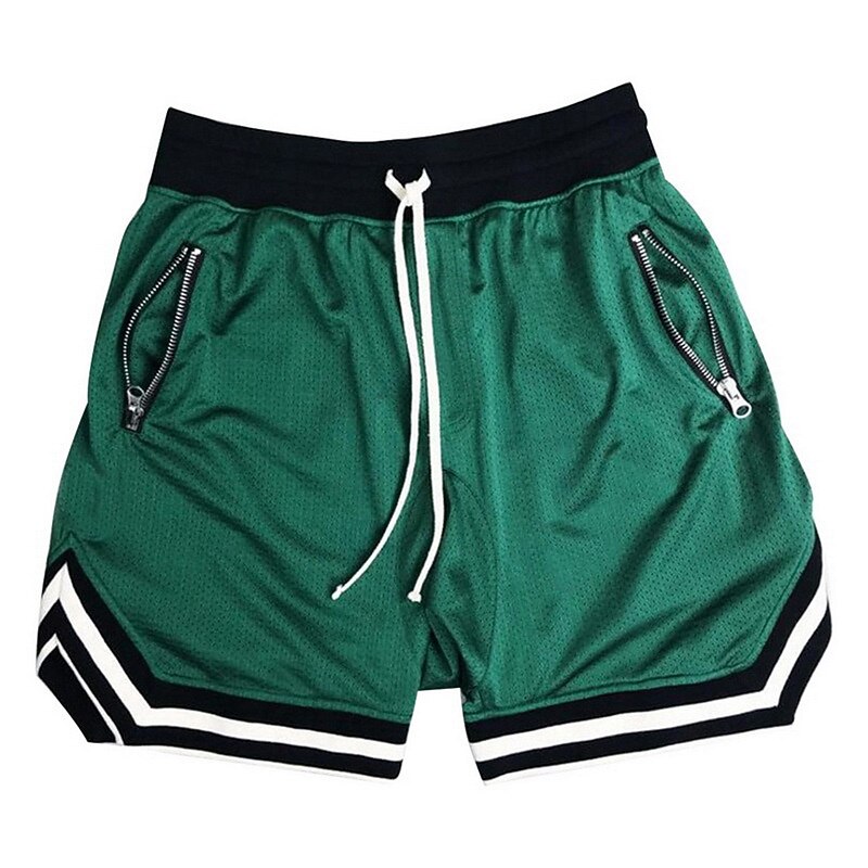 Men's Basketball Shorts Gym Shorts Sport Basketball Running Casual Drawstring Elastic Waist Color Block Knee Length Gymnatics Activewear Black White Micro-elastic3
