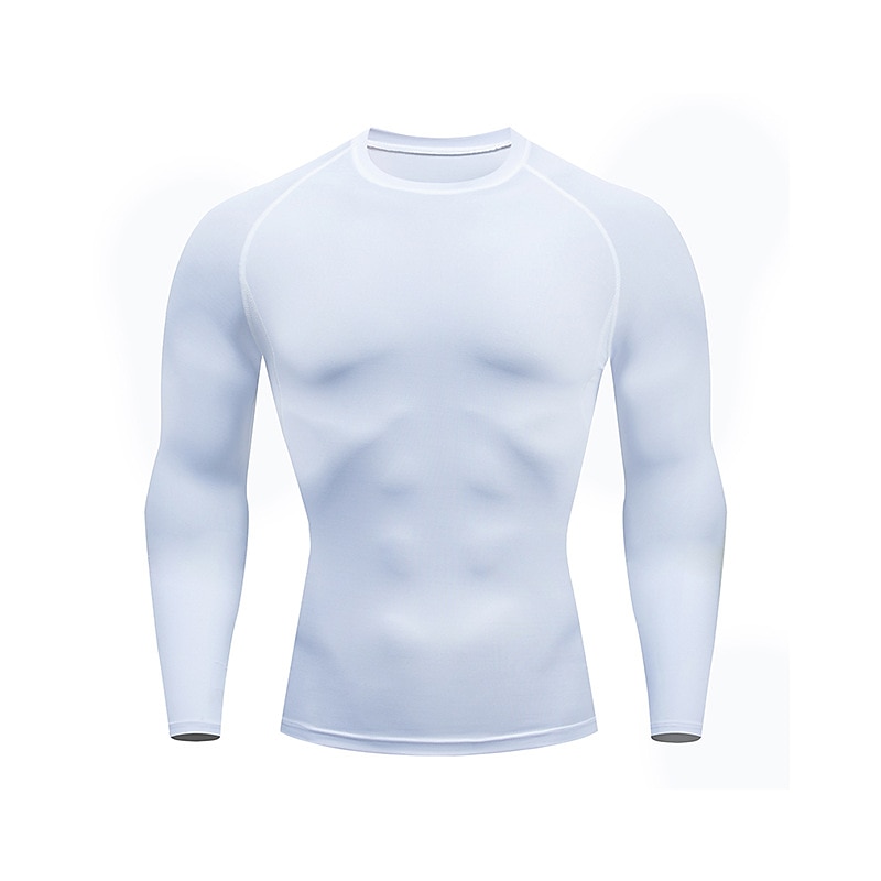 Men's Gym Shirt Sports T-Shirt Crew Neck Long Sleeve Sports & Outdoor Fitness Gym Soft Plain Black White Activewear Fashion Sport3
