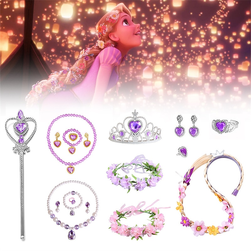 Halloween Long Hair Princess Same COS Girl Jewelry Cross border Foreign Trade Children's Long Hair Princess Accessories Series