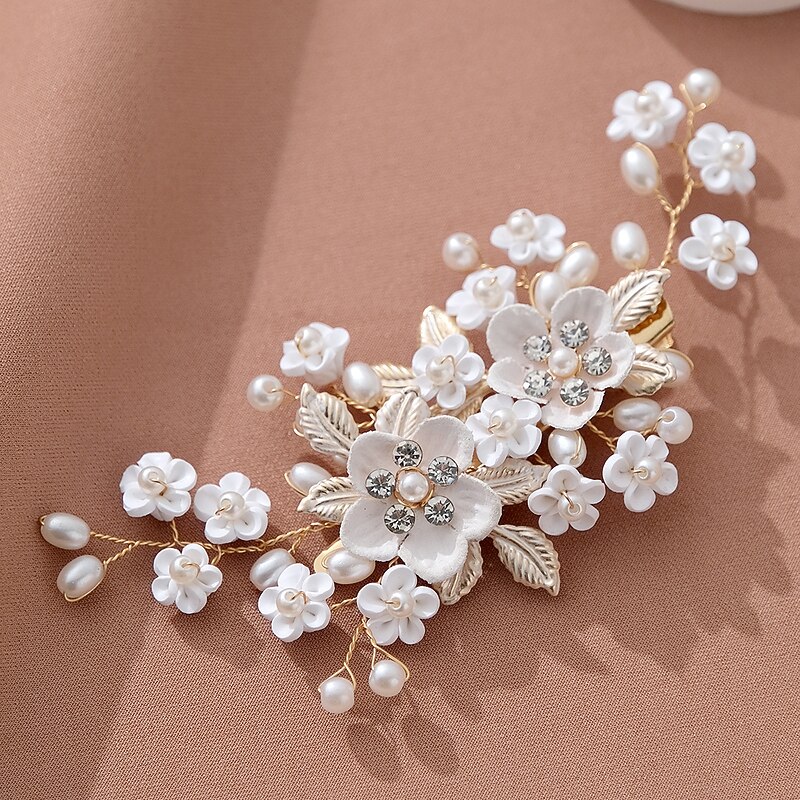 Headpiece Hair Clip Rhinestone Alloy Wedding Cocktail Elegant Luxury With Rhinestone Faux Pearl Headpiece Headwear2