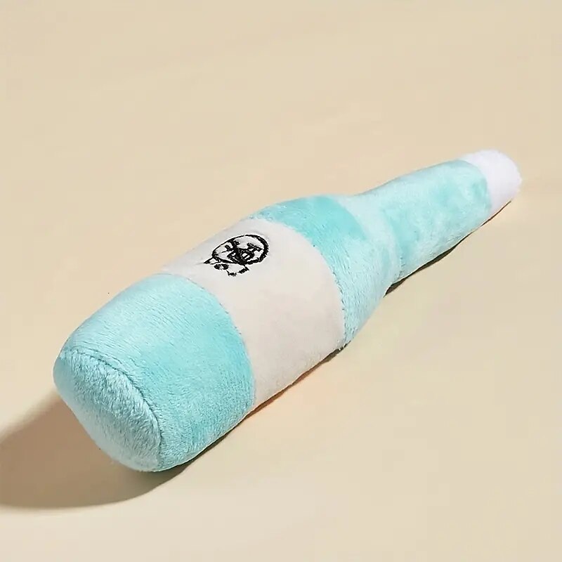1pc Wine Bottle Design Pet Grinding Teeth Squeaky Plush ToyDurable Chew Toy For Dog Interactive Supply2