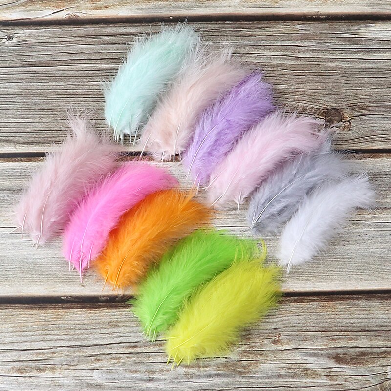100 Pcs Turkey Feather Handmade Cat Teasing Stick Headwear Diy Pointed Tail Feather Wave Ball Accessories Fluff Decorative Crafts4