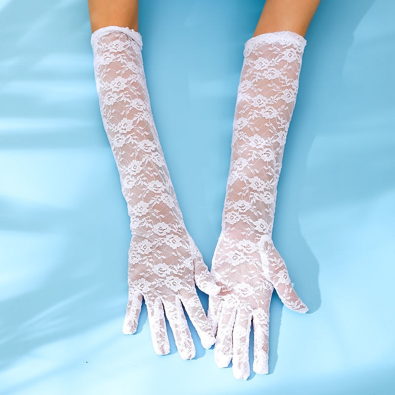 Opera Gloves Long Gloves Evening Gloves Long Gloves Retro Vintage Roaring 20s 1920s Lace For Flapper Girl Cosplay Carnival Women's Costume Jewelry Fashion Jewelry4