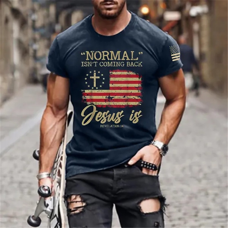 Men's National Flag T Shirt Tee Top Cotton Short Sleeve Graphic Shirt Black Army Green Dark Blue Comfortable Tee Sports Outdoor Holiday Fashion Designer Clothing4