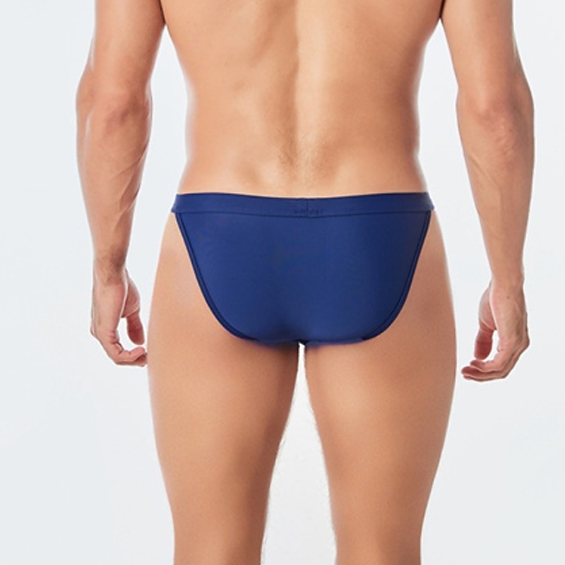 Men's Swim Shorts Swim Briefs Beach Swimming Pool Party Breathable Quick Dry Elastic Waist Plain Short Sport Casual Activewear Black White Micro-elastic3