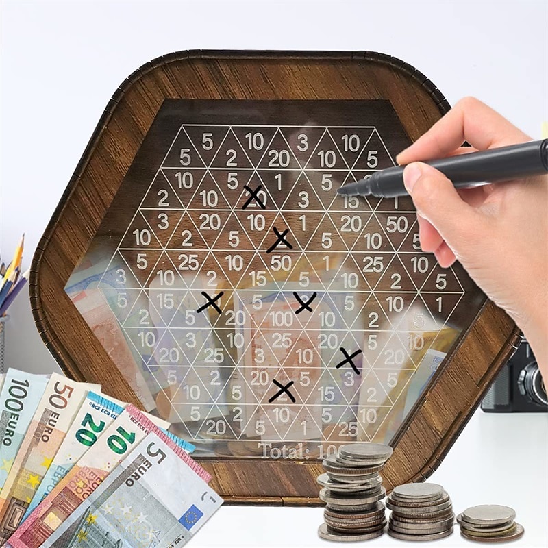 Creative Wooden Piggy Bank With Digital Scale Children's And Adult Piggy Bank Ornament4