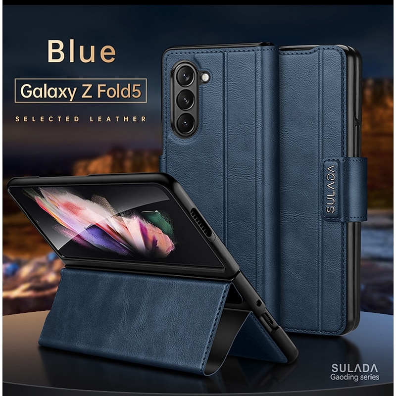 Phone Case For Samsung Galaxy Z Fold 6 Z Fold 5 Z Fold 4 Z Fold 3 Back Cover with Stand Holder Magnetic Shockproof Retro TPU PU Leather