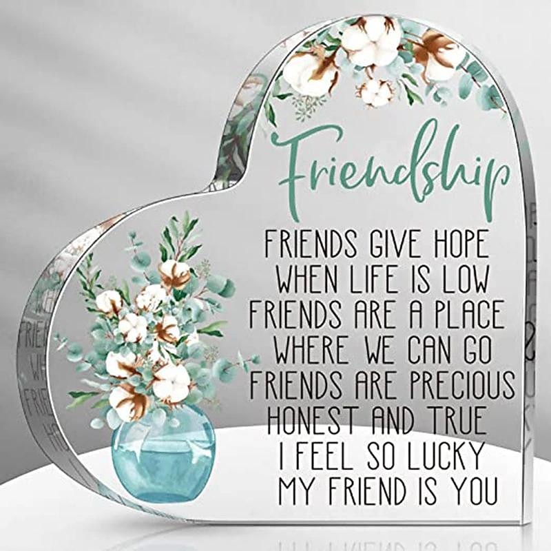 Inspirational Friendship Acrylic Heart Ornament - Perfect Gift for Birthdays, Holidays, and Home Decor