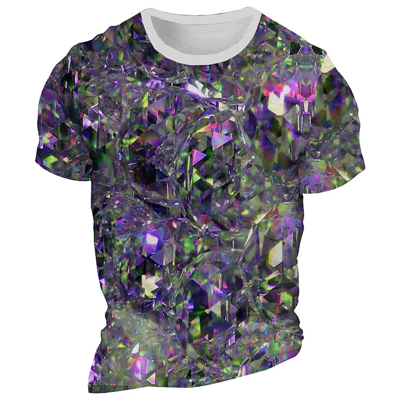 Men's Colorful Graphic Diamond T Shirt Short Sleeve T shirt 3D Print Crew Neck Shirt Daily Designer Retro Vintage Carnival Sports Outdoor Holiday Light Green Red Purple Spring & Summer Clothing2