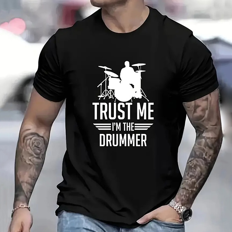 Men's Musical Instrument T Shirt Tee Top Cotton Short Sleeve Graphic Shirt Black White Red Comfortable Tee Sports Outdoor Holiday Fashion Designer Clothing4