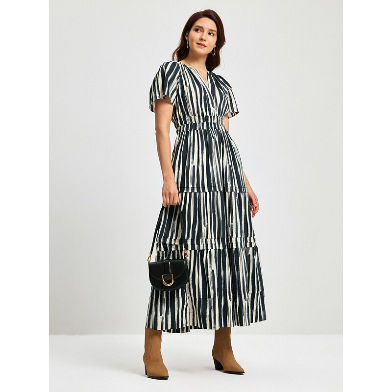 Cotton Chic Short Sleeve Striped Maxi Skirt2