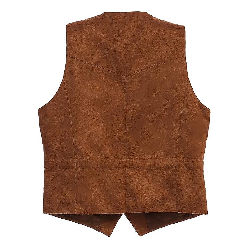 Men's Suede Vest Daily Wear Vacation Going out Vintage Style Chic & Modern Spring &  Fall Button Polyester Comfortable Plain Single Breasted V Neck Regular Fit Black Brown Coffee Gray Vest4