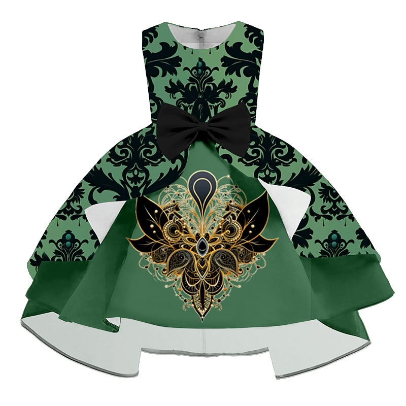 Girls' 3D Floral Party Dress Sleeveless 3D Print Summer Spring Fall Vacation Party Special Occasion Elegant Princess Beautiful Kids 3-12 Years Party Dress Swing Dress A Line Dress Above Knee Regular3