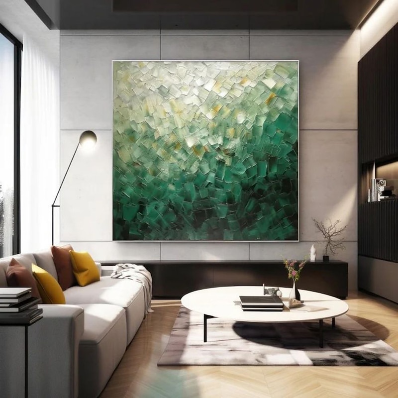 Handmade Oil Painting Canvas Wall Art Decoration Contemporary Green Abstract for Home Decor Rolled Frameless Unstretched Painting2