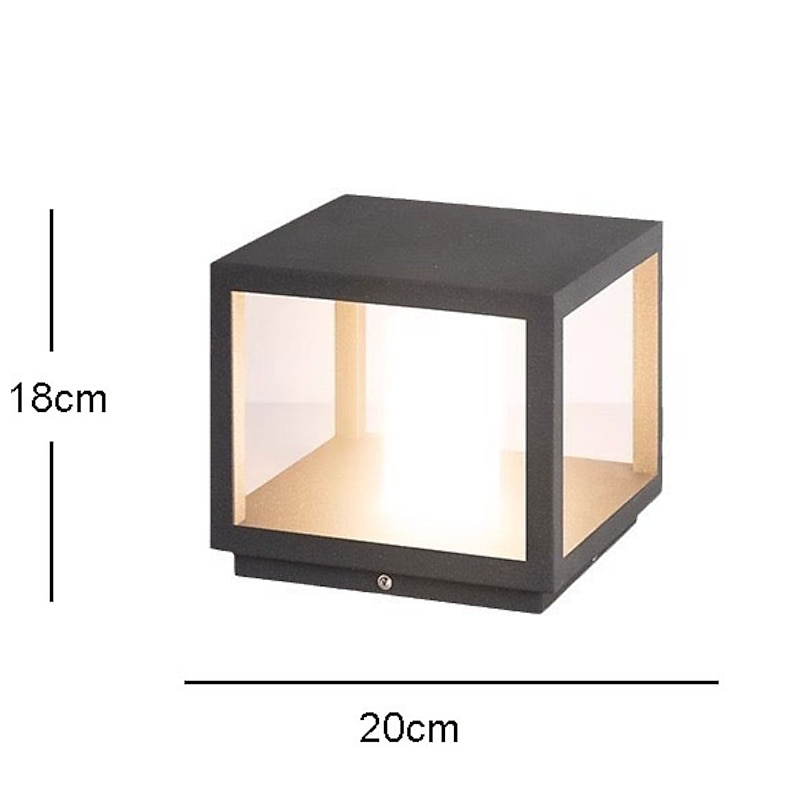 IP54 Outdoor Pillar Lights FixturesSquare Fence Column Post Lights for Courtyard Decoration Simple Pillar Lantern Pillar Lights Walkways, Garden3