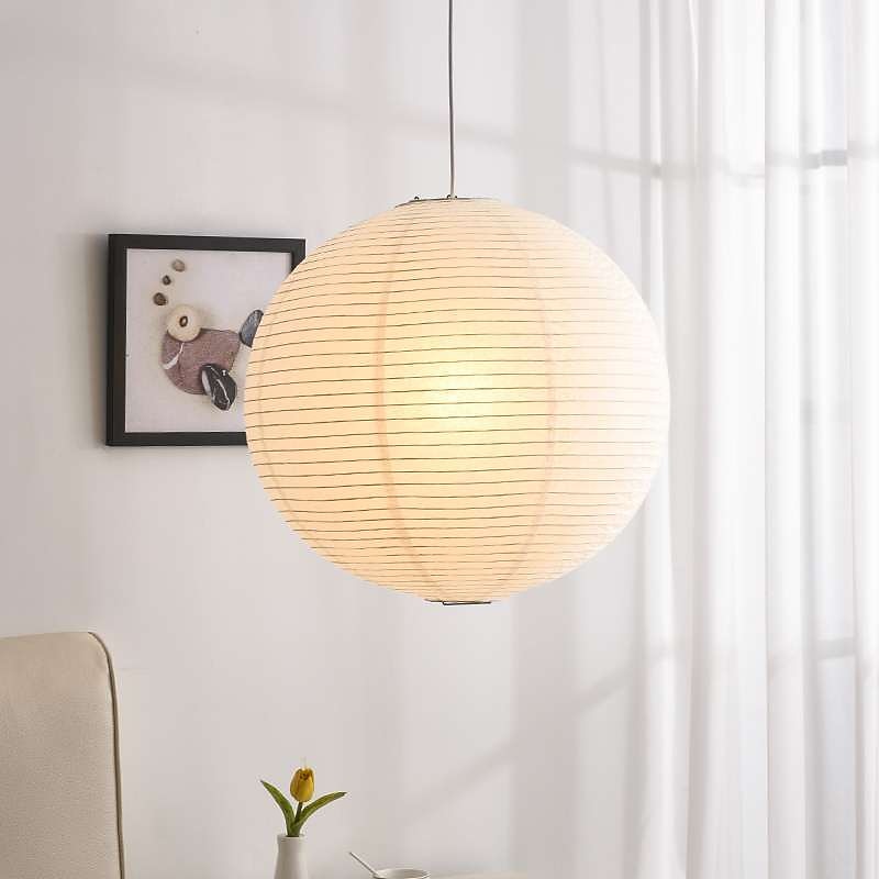 White Round Rice Paper Lantern Pendant Light, Paper Lamps Paper Lights, Easy to Assemble,Fixtures 11.02" 15.75" Ceiling Hanging Lamp 30cm2