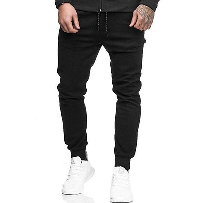 Men's Trousers Track Pants Jogging Pants Outdoor Athleisure Daily Sports Soft Comfortable Pocket Drawstring Elastic Waist Plain Full Length Fashion Casual Activewear Wine Red Black Micro-elastic2