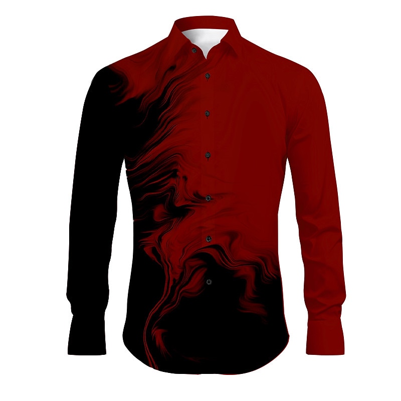 Men's Geometric Pattern Gradual Shirt Button Up Shirt Long Sleeve Abstract Daily Wear Going out Spring Turndown Print Button-Down White Burgundy Purple Khaki Gray3