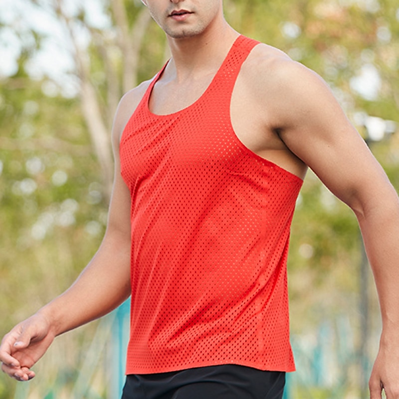 Men's GYM Tank Fitness Tank Basketball Shirt Men Tops Tank Crew Neck Sleeveless Sports & Outdoor Vacation Going out Casual Daily Gym Quick dry Breathable Soft Plain Black White Activewear Fashion