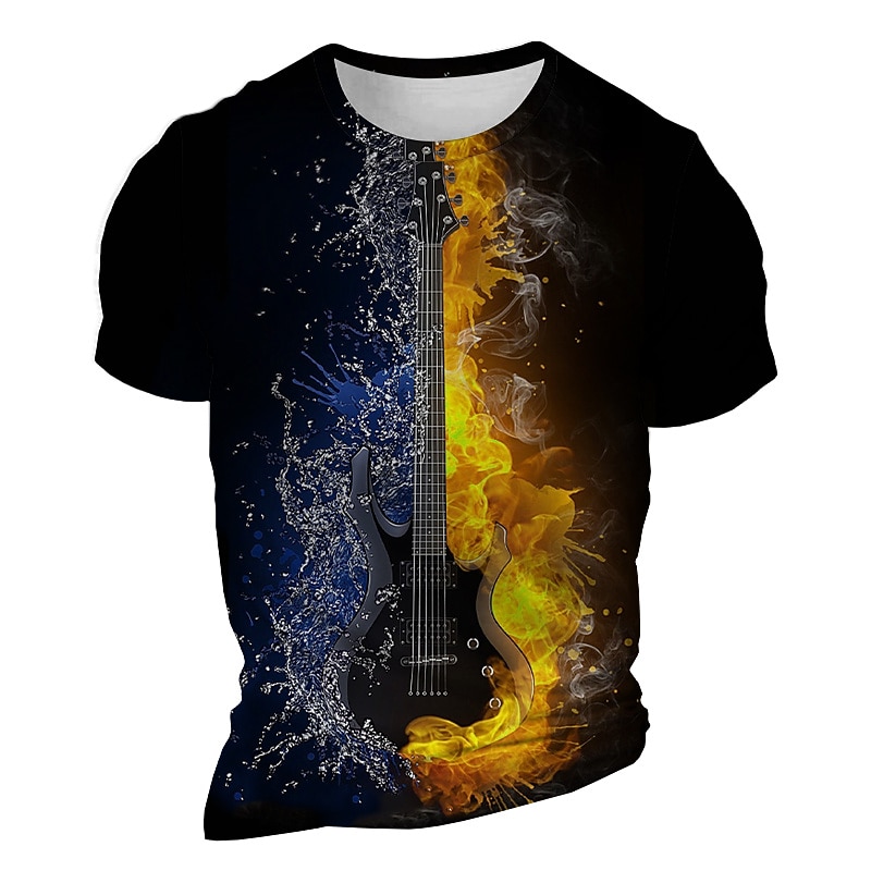 Music Festival Men's Graphic Hellfire Flames Flame Fire T Shirt Short Sleeve T shirt 3D Print Crew Neck Shirt Daily Designer Casual Sports Outdoor Holiday Going out Yellow Orange Green Spring & Summer2