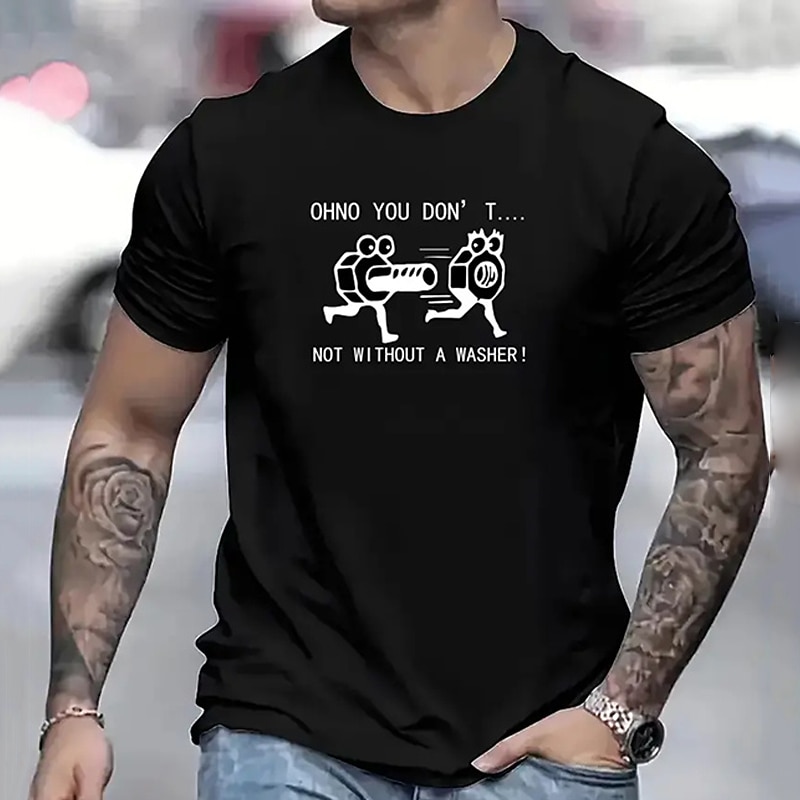 Men's Funny Graphic T-Shirt: 'Ohno You Don't... Not Without A Washer!' Mechanic Pun Short Sleeve Tee2