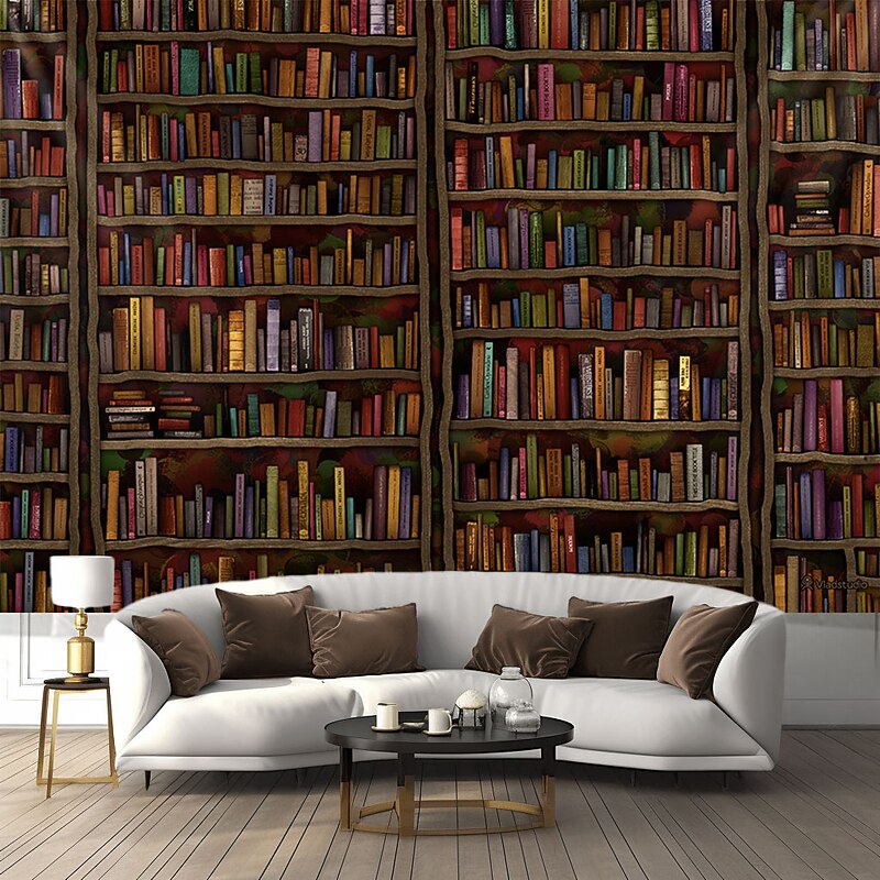 Landscape Vintage Bookshelf Hanging Tapestry Wall Art Large Tapestry Mural Decor Photograph Backdrop Blanket Curtain Home Bedroom Living Room Decoration4