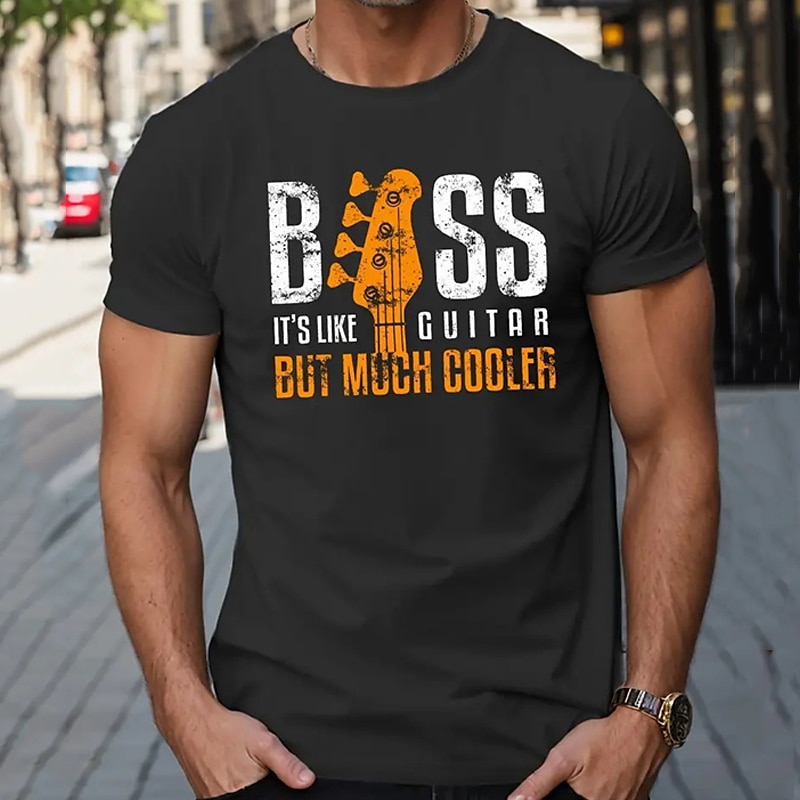 Men's Funny Bass Guitar Graphic T-Shirt - 'It's Like Guitar But Much Cooler' Short Sleeve Music Tee
