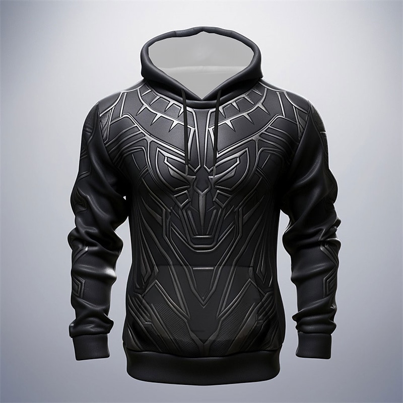 Men's Graphic Armor Hoodie Hoodies Sweatshirt Fashion Daily Long Sleeve Hooded Vacation Sports Outdoor Holiday Black Grey Black Print Front Pocket Spring & Fall Designer2