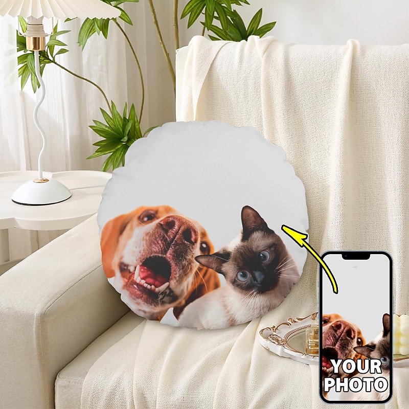 1pc Custom Round Pillow Cover Add your Image Personalized Photo Design Picture Fashion Casual Pillowcase Cushion Cover3