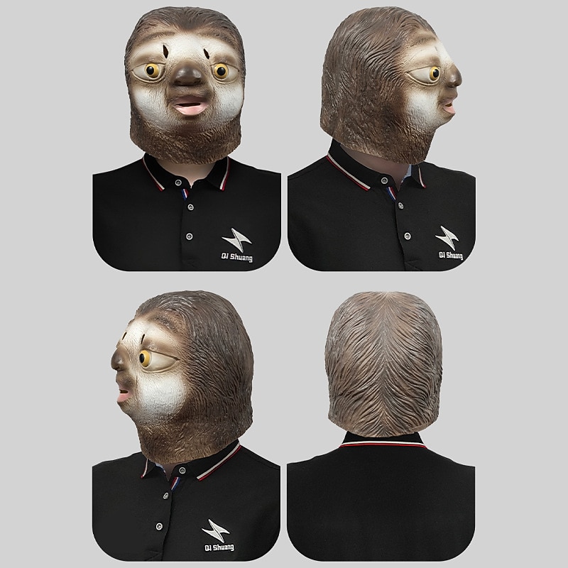 Carnival Cute Sloth Animal Head Mask Makeup Ball Funny Latex Headwear Halloween Party Performance Props4