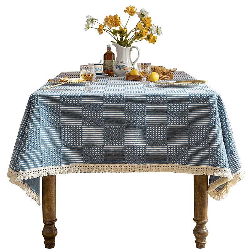 Nordic Style Thickened Cotton Linen Dining TableCloth, Anti Scalding and Anti Slip Tea TableCloth, Rectangular Desk Mat, TV Cabinet Decorative Cloth2