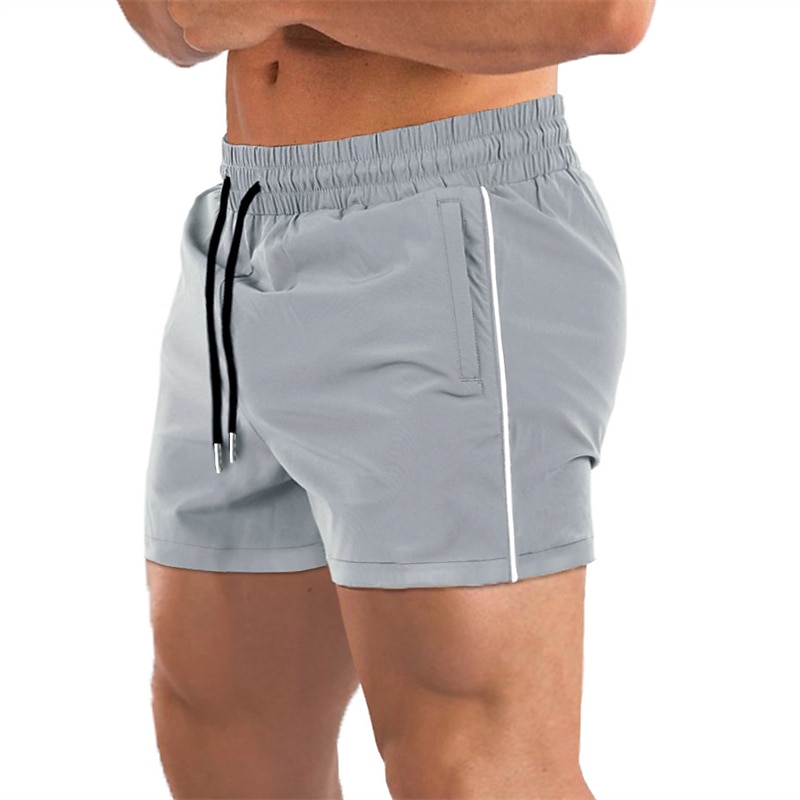 Men's Shorts Sports Going out Weekend Running Casual Drawstring Elastic Waist Plain Knee Length Gymnatics Activewear Black Army Green Micro-elastic4