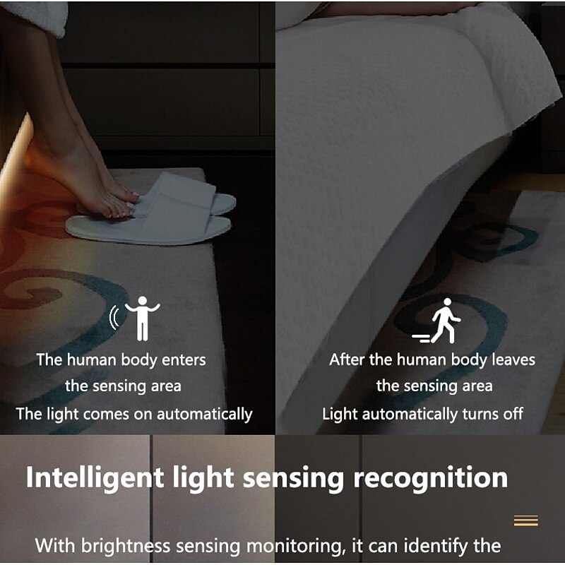 2M 240 LEDs Motion Sensor Flexible Light Strip Intelligent Sensing Neon Light Strip for Wardrobes, Wine Cabinets, Under Bed Lighting – Warm White, USB Powered3