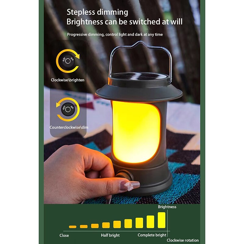 Solar LED Camping Lantern, LED Retro Rechargeable Hangable Outdoor Tent Light for Outdoor Camping4