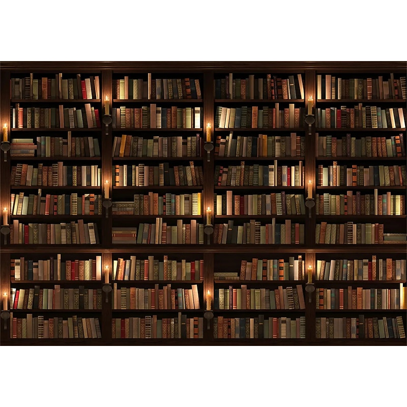 Cool Wallpapers 3D Vintage Wallpaper Wall Mural Bookshelf Wall Covering Sticker Peel and Stick Removable PVC/Vinyl Material Self Adhesive/Adhesive Required Wall Decor for Living Room Kitchen Bathroom4