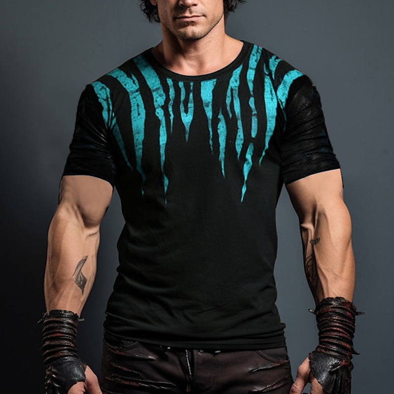 Men's Graphic Color Block Gothic Horror T Shirt Short Sleeve T shirt 3D Print Crew Neck Shirt Daily Designer Retro Vintage Sports Outdoor Holiday Going out Blue Red Purple Spring & Summer Clothing3