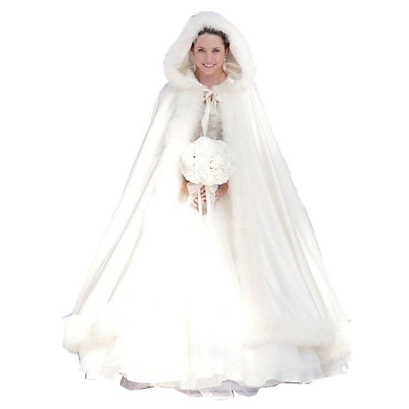 Womens Full Length Wedding Hooded Cape Winter Bridal Cloak Retro Vintage Medieval Renaissance Viking Cosplay Costumes LARP2