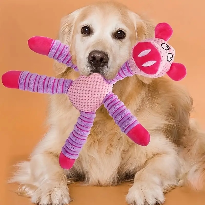 Durable Plush Dog Chew Toy for Interactive Play and TeethCleaning